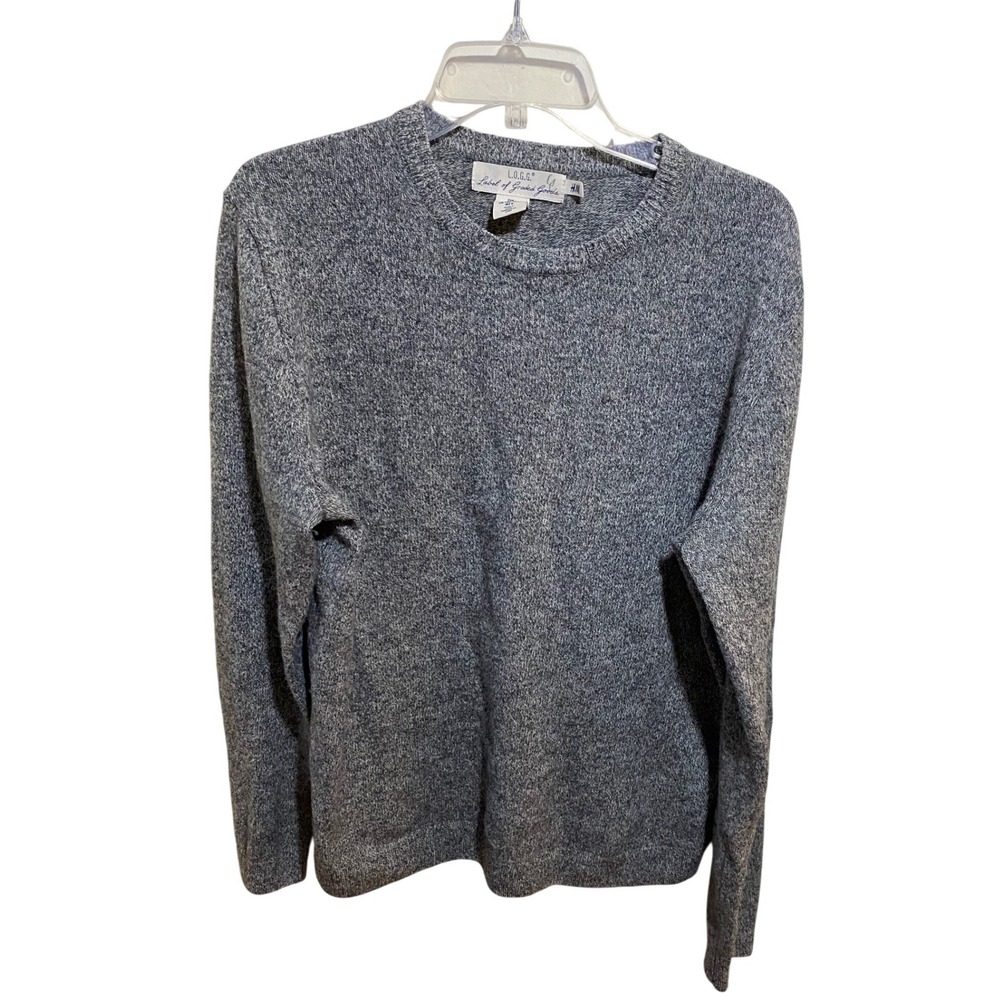 HM LOGG‎ Mens Wool Blend Crewneck Sweater Heather Gray Marled Knit Large